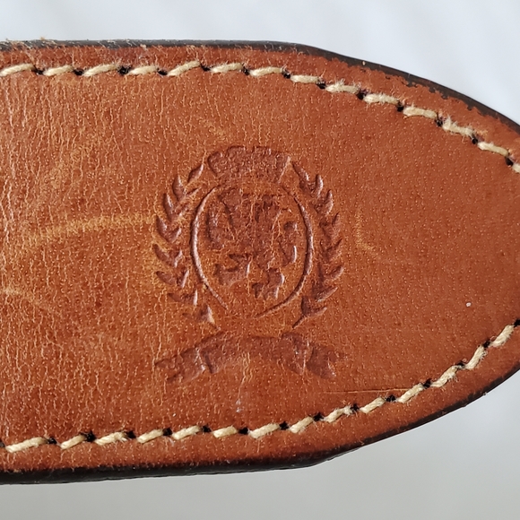 Vtg Tommy Hilfiger Men's 40 L/XL Genuine Leather Tan Dress Belt Brass Buckle USA - Picture 4 of 12